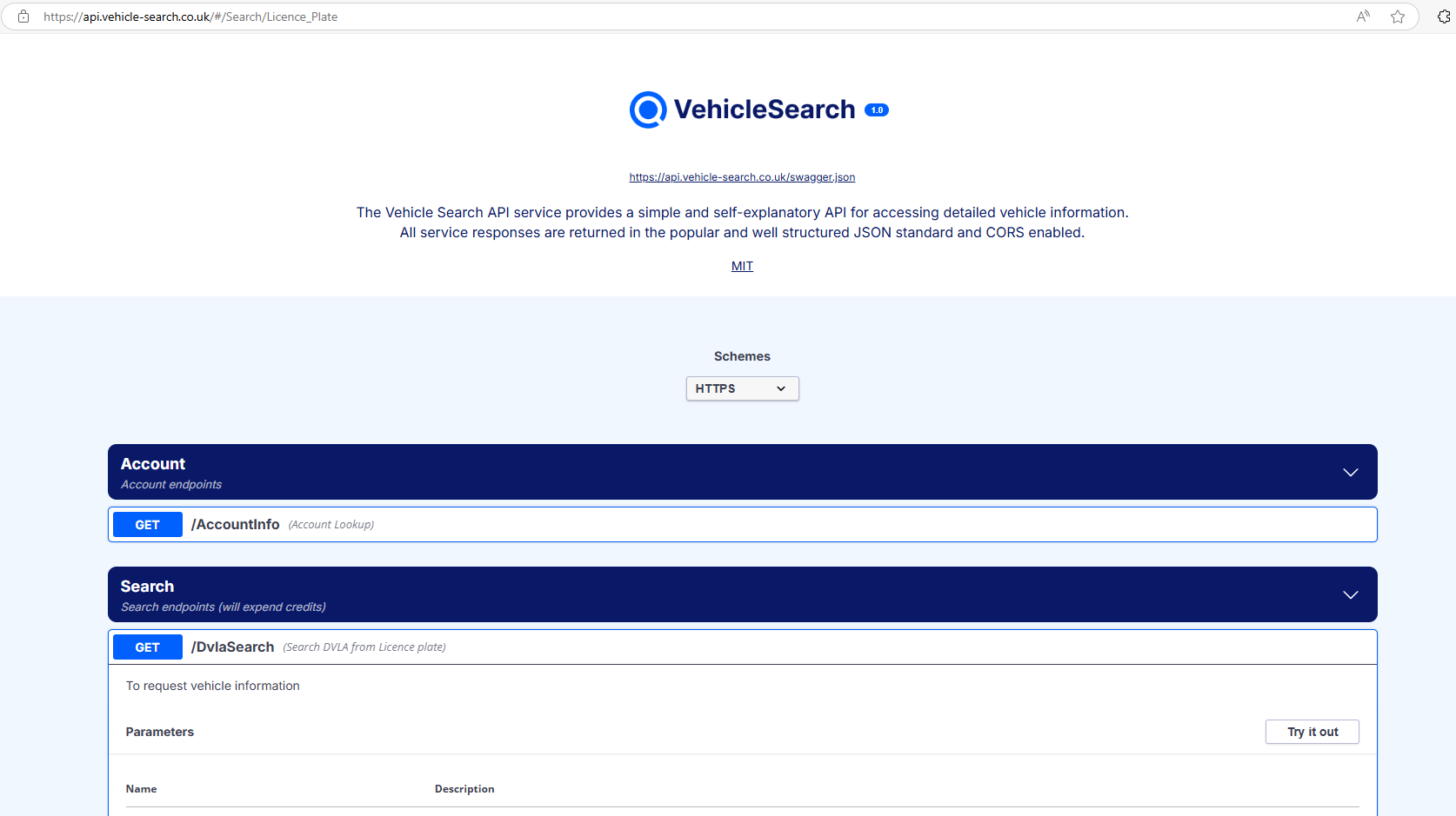 Vehicle search api