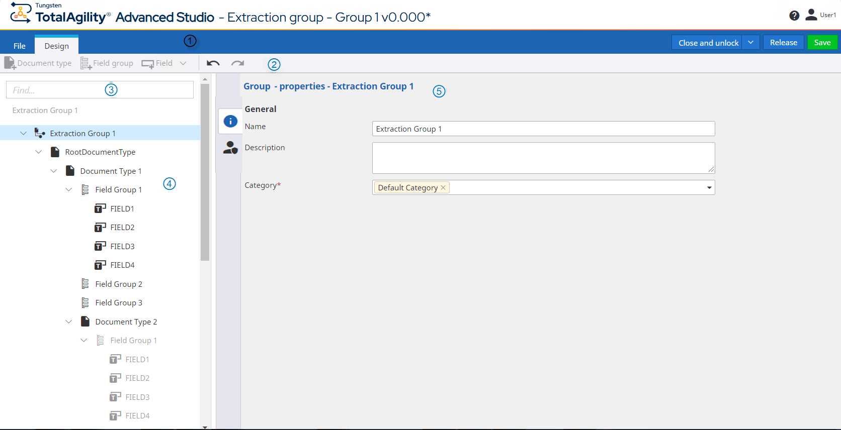 Designer tab - Extraction group