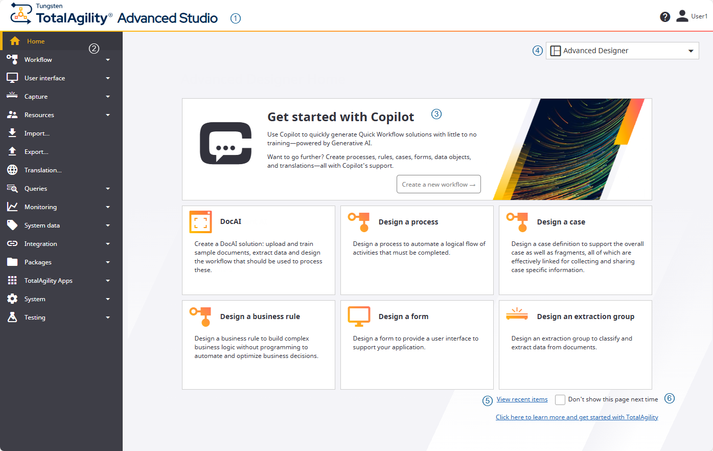 TotalAgility Advanced Studio Home