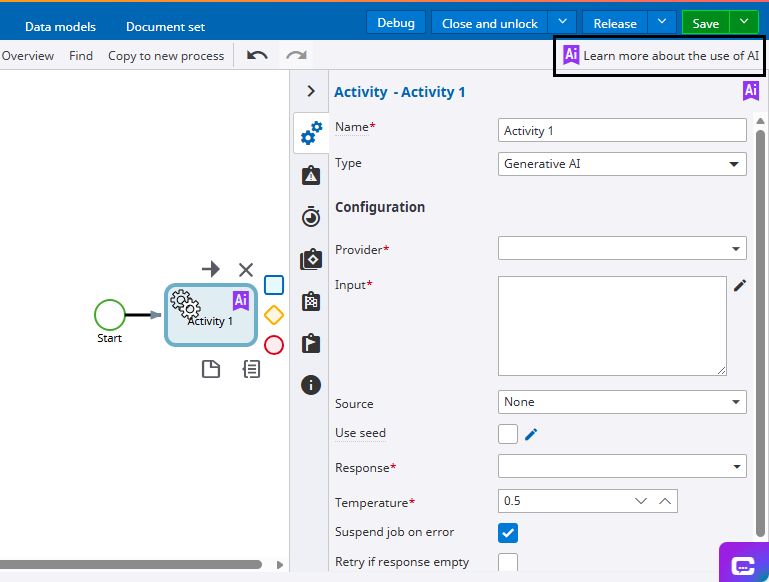 Learn more about use of AI link in the Chat window