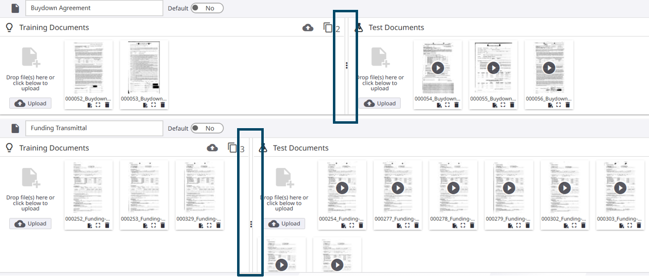 Slpitter between Training documents and Test documents