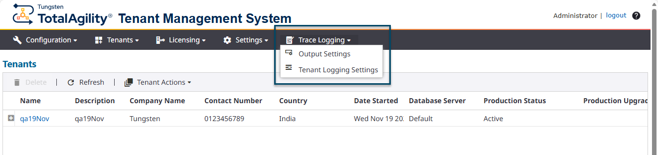 Trace logging for individual tenants
