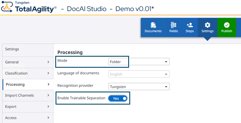 Enable trainable separation option