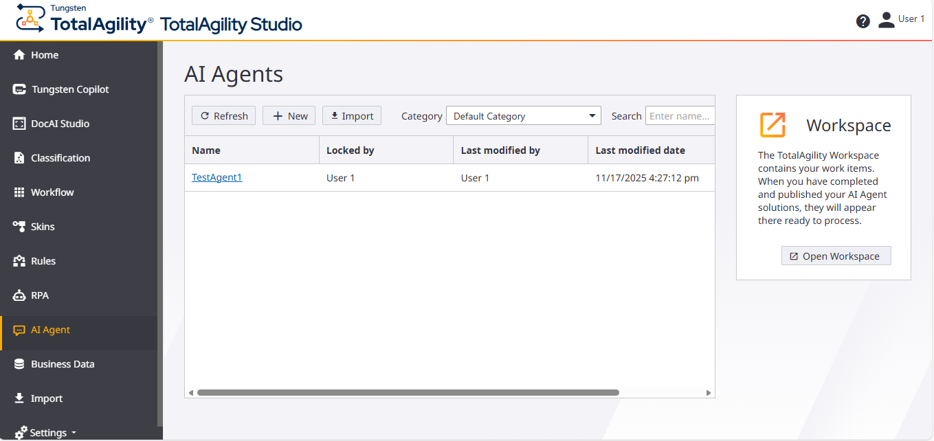 Quick Workflow Home page with existing data