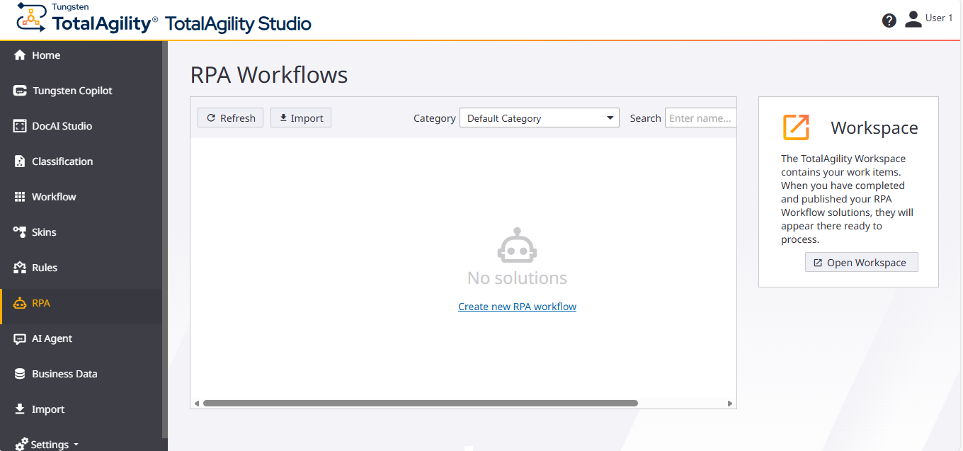 Quick Workflow Home page