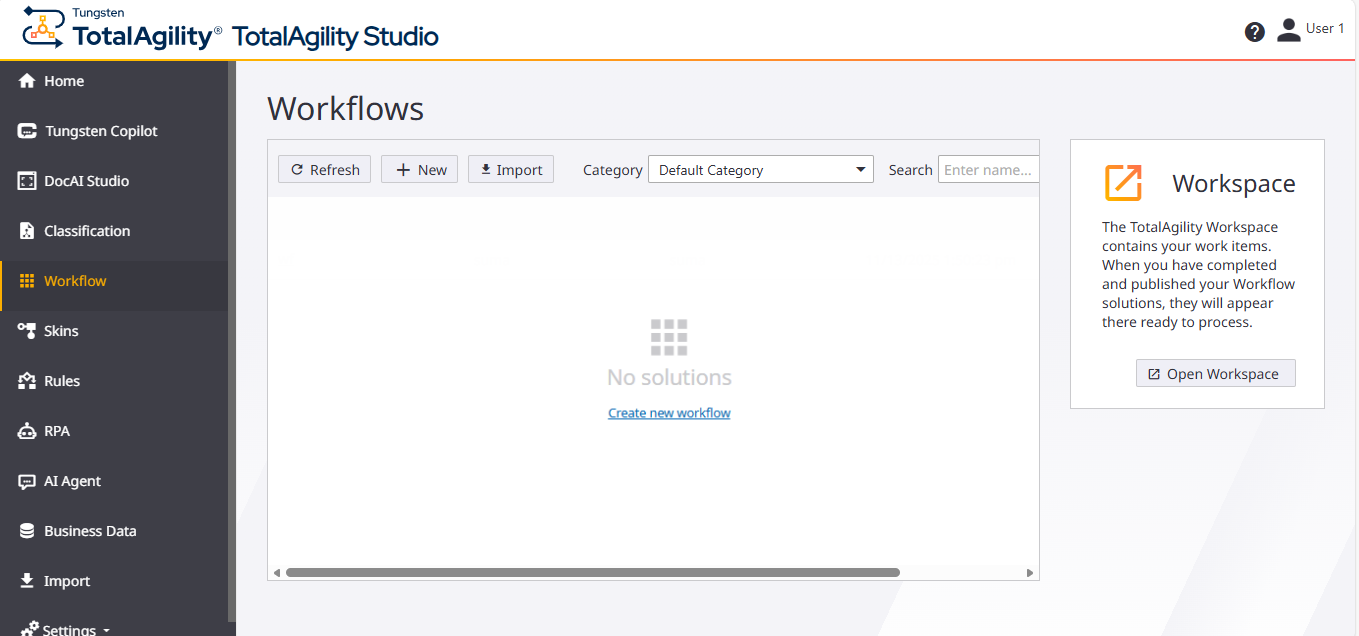 Quick Workflow Home page