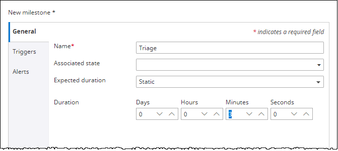 Milestone dialog box