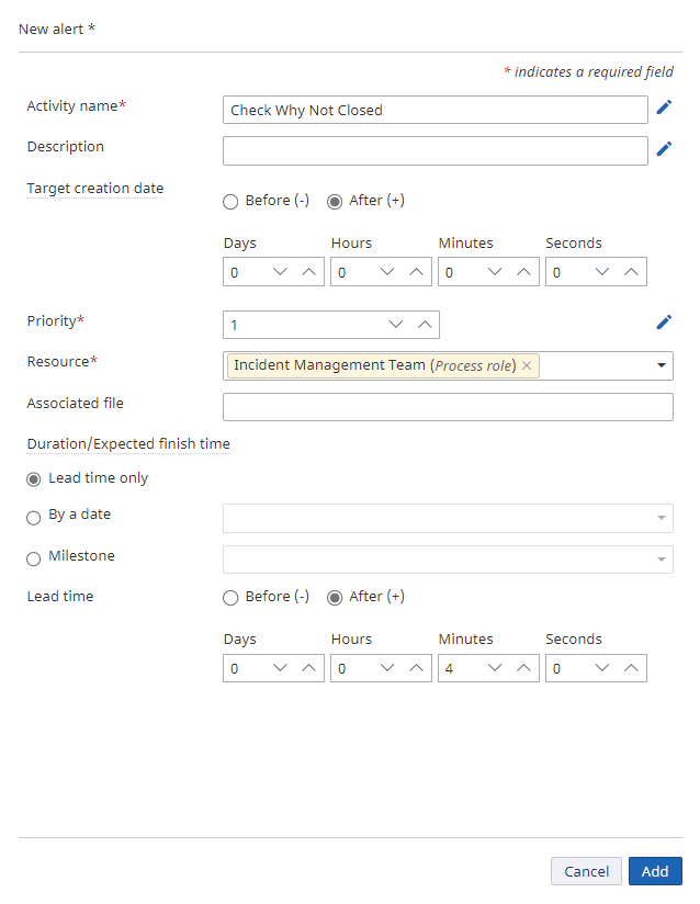 New alert dialog box