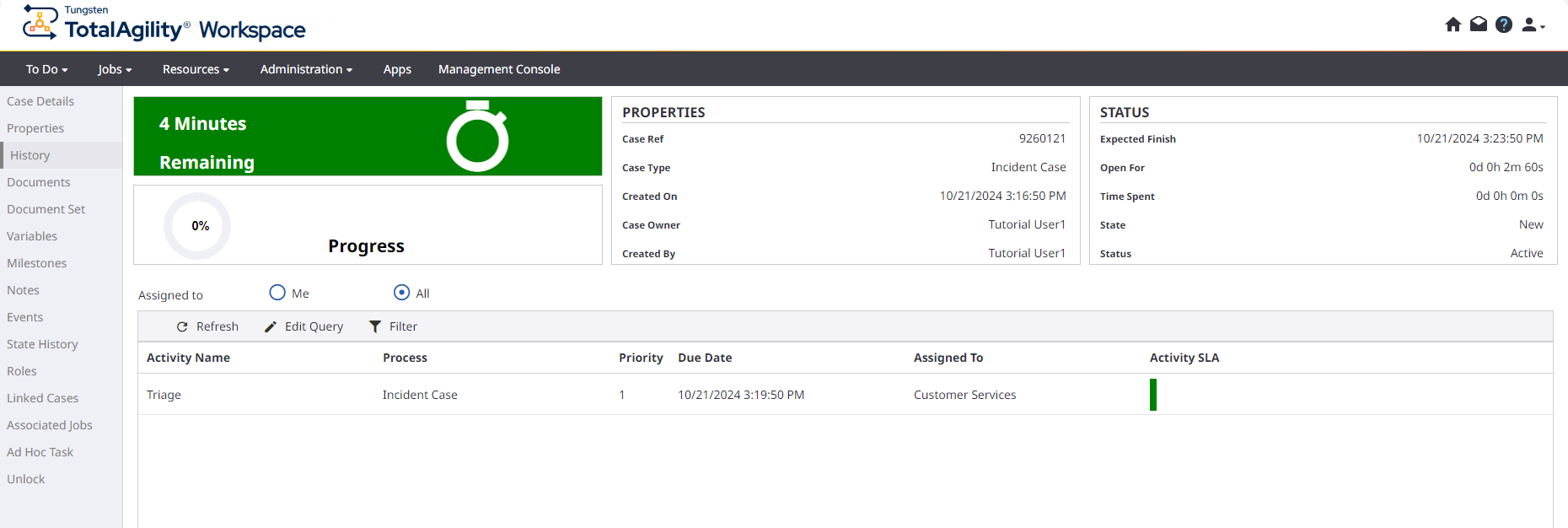 History of an Incident case