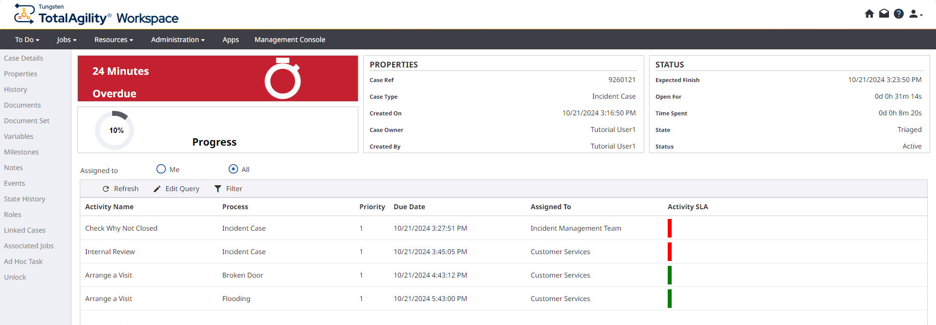 Progress of an Incident case