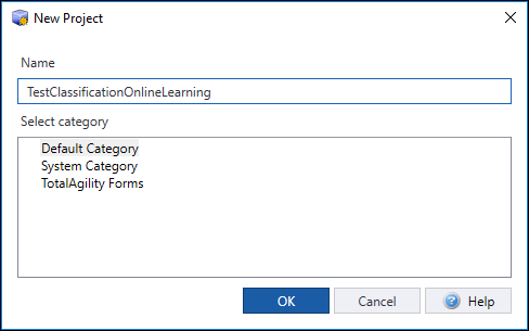 Classification: Create New Project