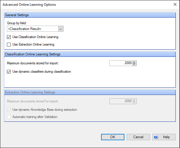 Advanced Online Learning options for Classification