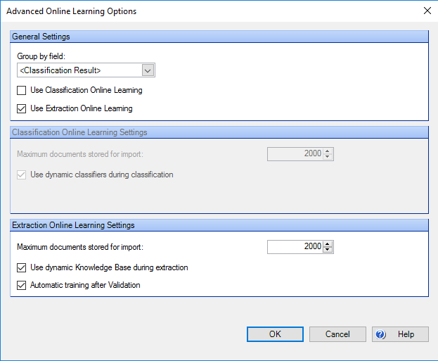 Advanced Online Learning Options for Extraction