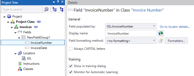 Invoice Number field selected