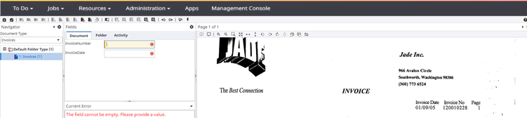 Extraction validation incorrect fields