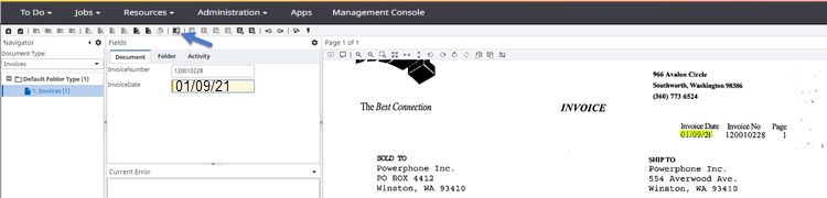 Extraction validation fields