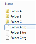 List of folders including Folder A.trg