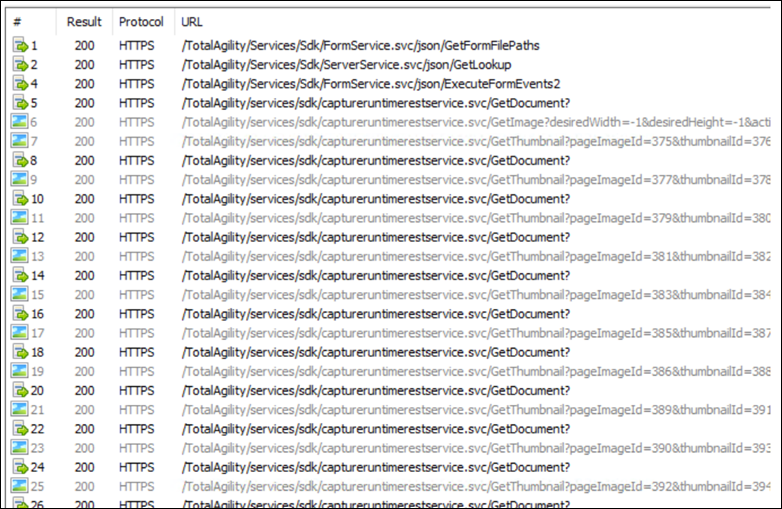 GetDocument() および GetThumbnail() を非同期に呼び出した場合の結果を表示