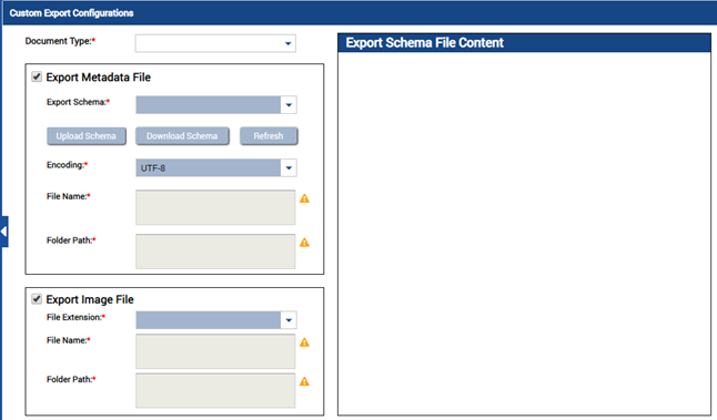 Custom Export Configurations Screen