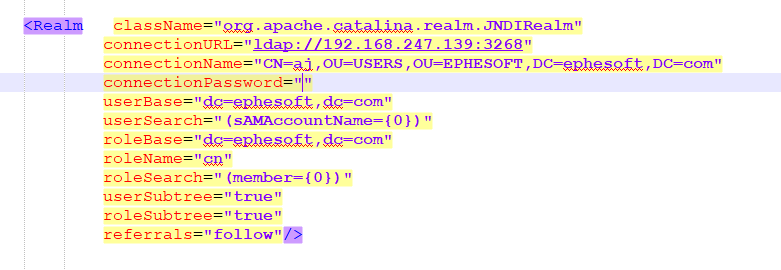 Realm tag in server.xml