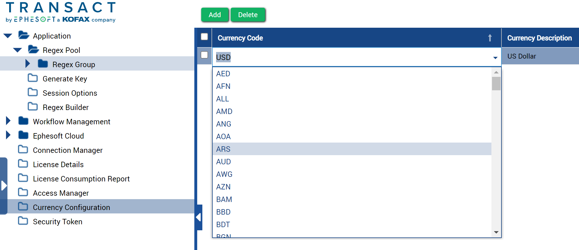 Currency configuration