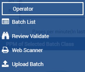 Operator navigation menu