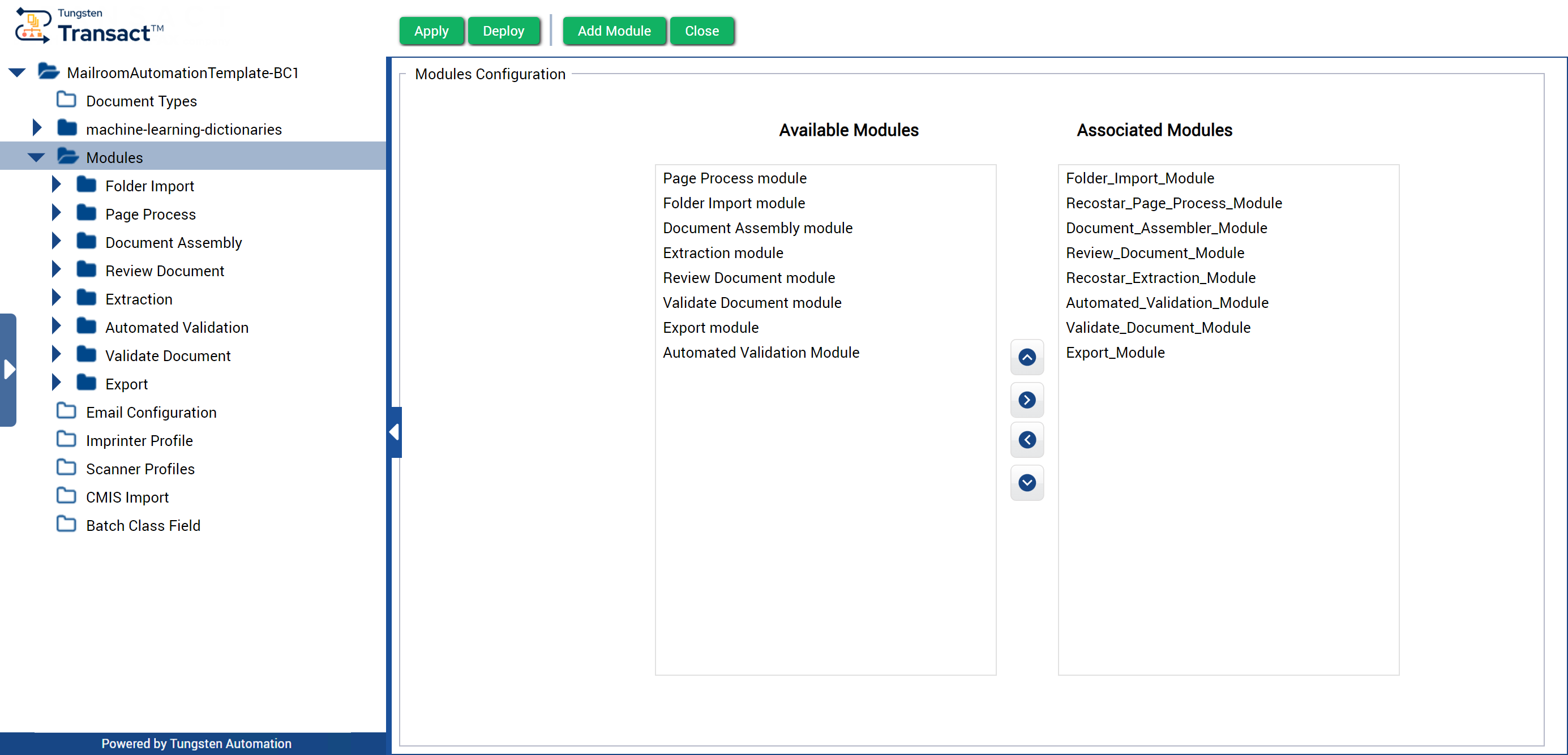 Modules Configuration with recommended order