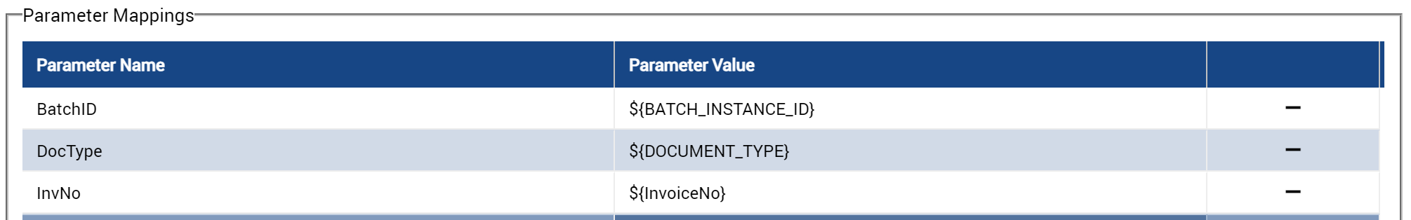 Parameter Mappings example