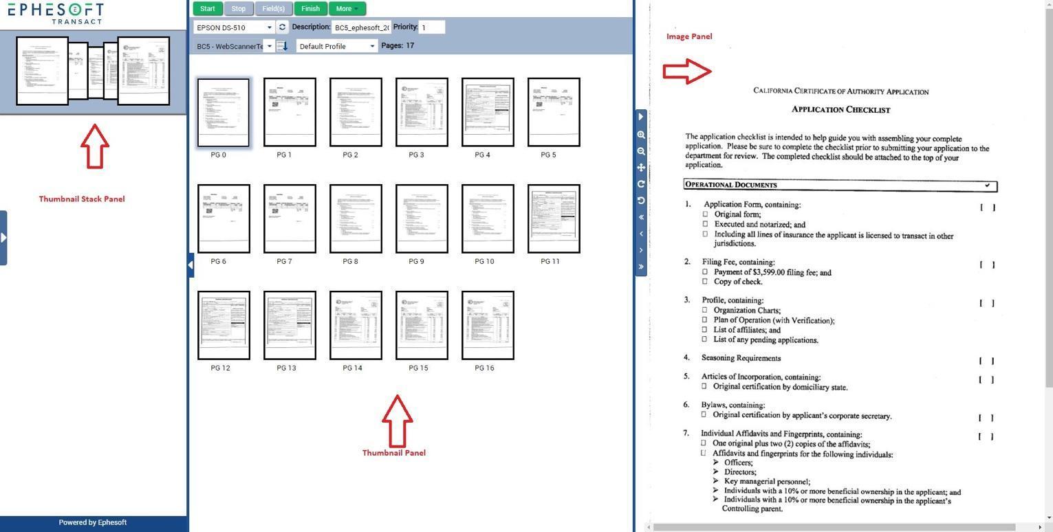 Web Scanner user interface