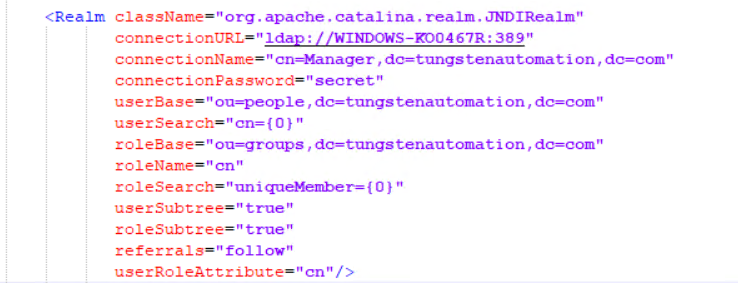 Realm tag in server.xml