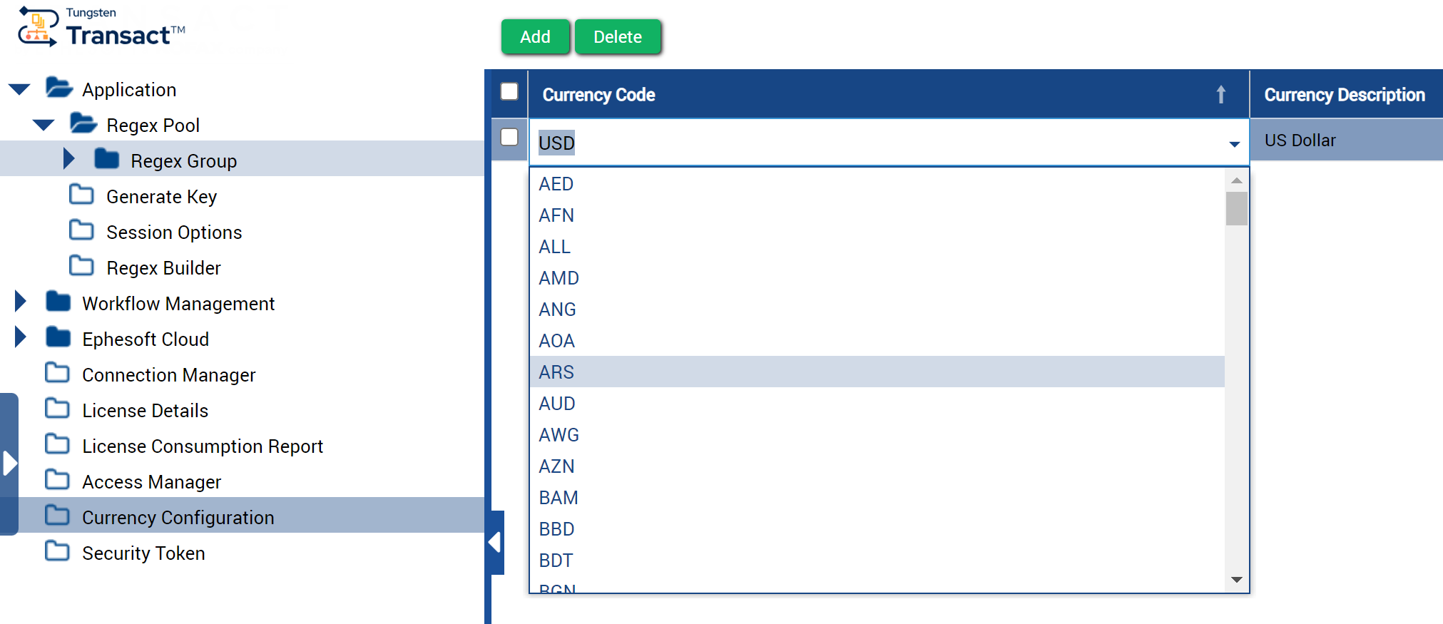 Currency configuration