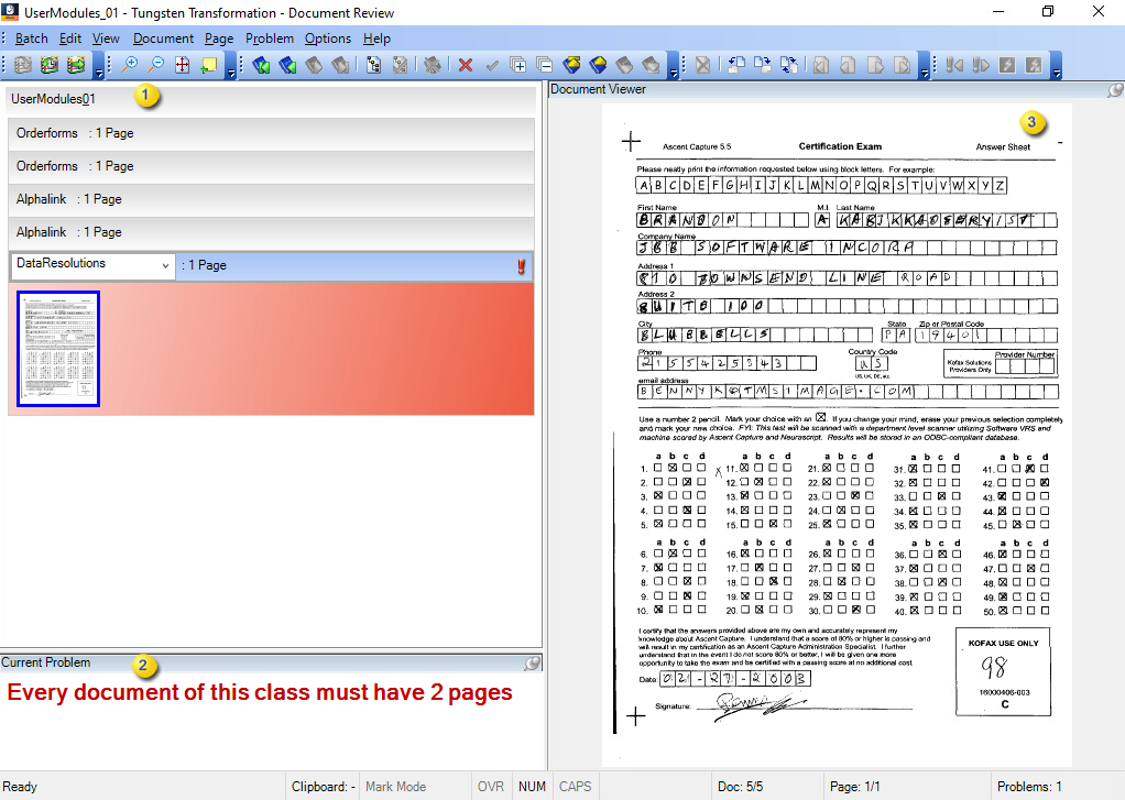 An image that shows an example of the initial view of .Document Review