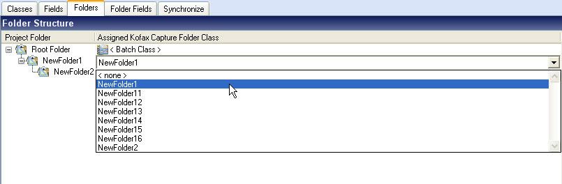 An image showing the folder selection list.