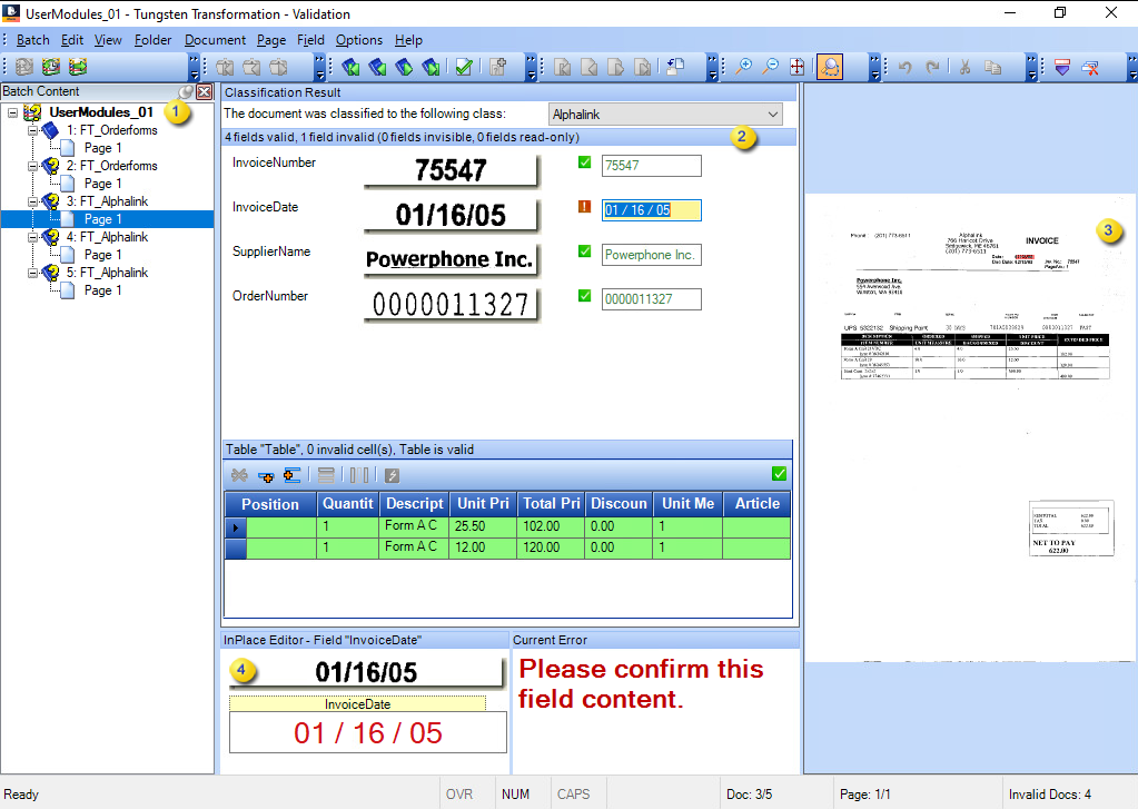 An image showing interface.Tungsten Transformation -Validation