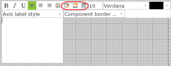 Use these icons to select an Image, table, or hyperlink