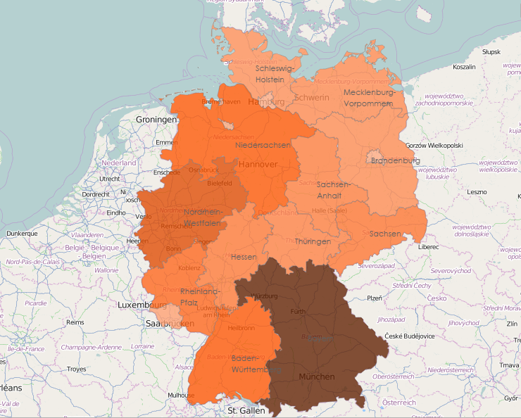 shaded choropleth map