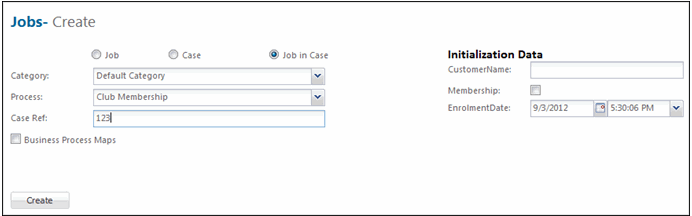 Create new job form