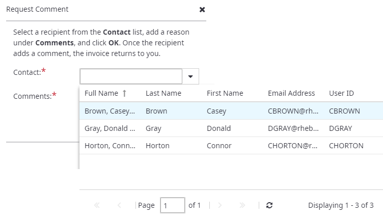 Request Comment action