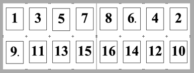 Sequential, Double-sided, Fronts first then backs, do not Flip backs of sheet illustration Sequential, Double-sided, Fronts first then backs, do not Flip backs of sheet illustration