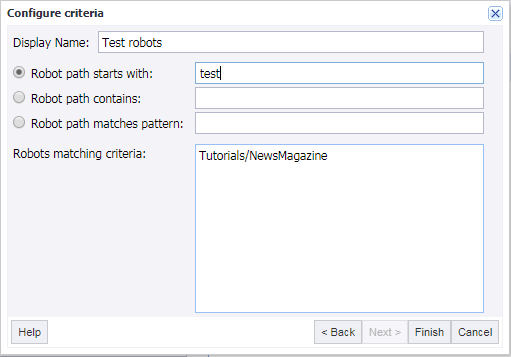 Adding Robots, Configure criteria