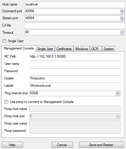 Device automation service configuration dialog box