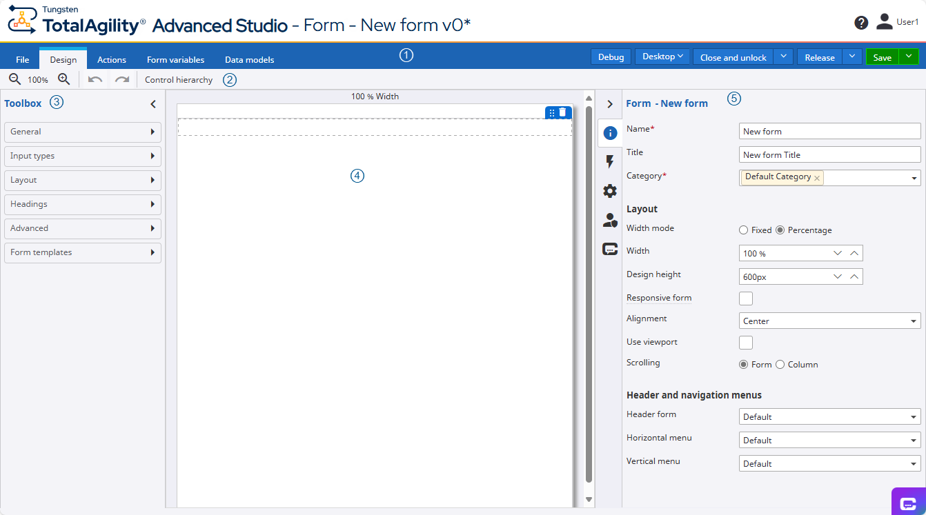 Form designer interface