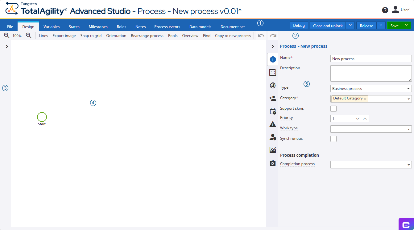 Process Designer interface